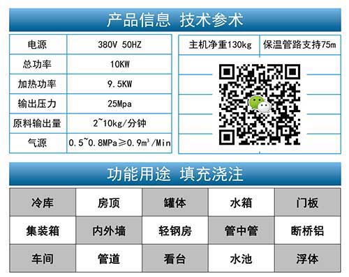 噴涂泡沫聚氨酯發(fā)泡機參數(shù)